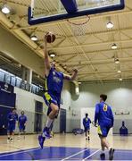 9 October 2021; James Harding of DCU St. Vincent's in the warm up before the InsureMyVan.ie Men's Super League North Conference match between DCU St Vincent's and Griffith College Templeogue at DCU Sports Complex in Dublin. Photo by Daniel Tutty/Sportsfile