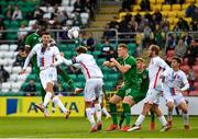 8 October 2021; Joshua Ogunfaolu-Kayode of Republic of Ireland in action against Edin Osmanovic of Luxembourg during the UEFA European U21 Championship Qualifier match between Republic of Ireland and Luxembourg at Tallaght Stadium in Dublin.  Photo by Eóin Noonan/Sportsfile