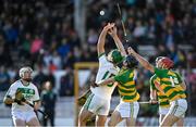 10 October 2021; Eoin Cody of Ballyhale Shamrocks in action against Enda Morrissey and Nicky Cleere, 15, of Bennettsbridge during the Kilkenny County Senior Hurling Championship quarter-final match between Bennettsbridge and Ballyhale Shamrocks at UPMC Nowlan Park in Kilkenny. Photo by Piaras Ó Mídheach/Sportsfile