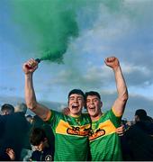 10 October 2021; Chrissy McMahon, left, and Eoin O'Neill of Dunloy celebrate following the Antrim County Senior Club Hurling Championship Final match between Dunloy and O'Donovan Rossa at Corrigan Park in Belfast. Photo by Ramsey Cardy/Sportsfile