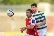 23 July 2013; Christy Fagan, St. Patrick's Athletic, in action against Ken Oman, Shamrock Rovers. EA Sports Quarter-Final, Shamrock Rovers v St. Patrick's Athletic, Tallaght Stadium, Tallaght, Dublin. Picture credit: David Maher / SPORTSFILE