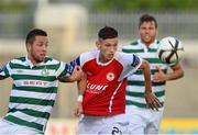 23 July 2013; Peter Durrad, St. Patrick's Athletic, in action against Billy Dennehy, Shamrock Rovers. EA Sports Quarter-Final, Shamrock Rovers v St. Patrick's Athletic, Tallaght Stadium, Tallaght, Dublin. Picture credit: David Maher / SPORTSFILE