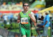 24 July 2013; Team Ireland’s Jason Smyth, from Eglinton, Co. Derry, after crossing the finish line to win the Men’s 100m – T13 semi-final, in a championship record time of 10.57. 2013 IPC Athletics World Championships, Stadium Parilly, Lyon, France. Picture credit: John Paul Thomas / SPORTSFILE
