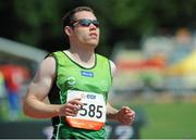 24 July 2013; Team Ireland’s Jason Smyth, from Eglinton, Co. Derry, after crossing the finish line to win the Men’s 100m – T13 semi-final, in a championship record time of 10.57. 2013 IPC Athletics World Championships, Stadium Parilly, Lyon, France. Picture credit: John Paul Thomas / SPORTSFILE