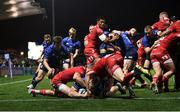 16 October 2021; Dan Sheehan of Leinster scores his side's sixth try during the United Rugby Championship match between Leinster and Scarlets at the RDS Arena in Dublin. Photo by Harry Murphy/Sportsfile