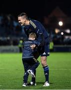16 October 2021; Jonathan Sexton of Leinster with his son Luca after the United Rugby Championship match between Leinster and Scarlets at the RDS Arena in Dublin. Photo by Harry Murphy/Sportsfile