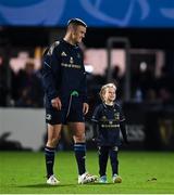 16 October 2021; Jonathan Sexton of Leinster with daughter Amy after the United Rugby Championship match between Leinster and Scarlets at the RDS Arena in Dublin. Photo by Ramsey Cardy/Sportsfile