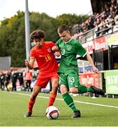 19 October 2021; Sean Hayden of Republic of Ireland in action against Elliot Myles of Wales during the Victory Shield match between Wales and Republic of Ireland at Seaview in Belfast. Photo by Ramsey Cardy/Sportsfile