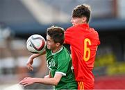 19 October 2021; Brian Moore of Republic of Ireland in action against Charlie Crew of Wales during the Victory Shield match between Wales and Republic of Ireland at Seaview in Belfast. Photo by Ramsey Cardy/Sportsfile