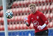 19 October 2021; Wales goalkeeper Ewan Griffiths before the Victory Shield match between Wales and Republic of Ireland at Seaview in Belfast. Photo by Ramsey Cardy/Sportsfile