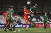 19 October 2021; Naz Raji of Republic of Ireland in action against Charlie Crew of Wales during the Victory Shield match between Wales and Republic of Ireland at Seaview in Belfast. Photo by Ramsey Cardy/Sportsfile
