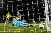 21 October 2021; Republic of Ireland goalkeeper Courtney Brosnan looks on as the ball goes into the net for Sweden's first goal during the FIFA Women's World Cup 2023 qualifier group A match between Republic of Ireland and Sweden at Tallaght Stadium in Dublin. Photo by Stephen McCarthy/Sportsfile