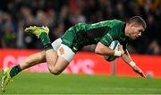 23 October 2021; Diarmuid Kilgallen of Connacht scores his side's fourth try during the United Rugby Championship match between Connacht and Ulster at Aviva Stadium in Dublin. Photo by Brendan Moran/Sportsfile