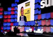 1 November 2021; Paddy Cosgrave, CEO & Founder, Web Summit and Collision, on Centre Stage during the opening night of Web Summit 2021 at the Altice Arena in Lisbon, Portugal. Photo by Stephen McCarthy/Web Summit via Sportsfile