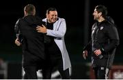 2 November 2021; Waterford manager Marc Bircham, centre, with Derry City Technical director Paddy McCourt, and Derry City manager Ruaidhri Higgins before the SSE Airtricity League Premier Division match between Waterford and Derry City at RSC in Waterford. Photo by Michael P Ryan/Sportsfile