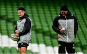 5 November 2021; Yu Tamura, left, and head coach Jamie Joseph during the Japan rugby captain's run at Aviva Stadium in Dublin. Photo by Brendan Moran/Sportsfile