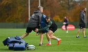 10 November 2021; Andrew Conway with defence coach Simon Easterby during Ireland rugby squad training at Carton House in Maynooth, Kildare. Photo by Brendan Moran/Sportsfile