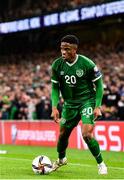 11 November 2021; Chiedozie Ogbene of Republic of Ireland during the FIFA World Cup 2022 qualifying group A match between Republic of Ireland and Portugal at the Aviva Stadium in Dublin. Photo by Eóin Noonan/Sportsfile