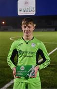 13 November 2021; Shane Bennett-Adair of Finn Harps with the Player of the Match award after the U15 National League of Ireland Cup Final match between Cork City and Finn Harps at Athlone Town Stadium in Athlone, Westmeath. Photo by Eóin Noonan/Sportsfile