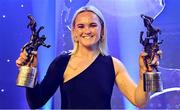 13 November 2021; Vikki Wall of Meath with her TG4 Senior Players Player of the Year and TG4 Allstar awards during the TG4 Ladies Football All Stars Awards banquet, in association with Lidl, at the Bonnington Hotel, Dublin. Photo by Brendan Moran/Sportsfile