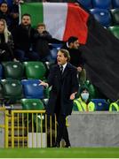 15 November 2021; Italy manager Roberto Mancini reacts during the FIFA World Cup 2022 Qualifier match between Northern Ireland and Italy at the National Football Stadium at Windsor Park in Belfast. Photo by Ramsey Cardy/Sportsfile