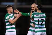 19 November 2021; Joey O'Brien of Shamrock Rovers with teammates Dylan Watts, left, and Richie Towell, during the SSE Airtricity League Premier Division match between Shamrock Rovers and Drogheda United at Tallaght Stadium in Dublin. Photo by Stephen McCarthy/Sportsfile