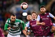 19 November 2021; Graham Burke of Shamrock Rovers heads his side's second goal during the SSE Airtricity League Premier Division match between Shamrock Rovers and Drogheda United at Tallaght Stadium in Dublin. Photo by Seb Daly/Sportsfile