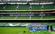 20 November 2021; The Argentina squad pose for a team photograph before their Captain's Run at Aviva Stadium in Dublin. Photo by Brendan Moran/Sportsfile