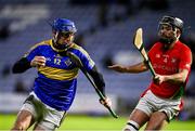 27 November 2021; Stephen Maher of Clough-Ballacolla in action against Anthony Roche of Rapparees during the AIB Leinster GAA Hurling Senior Club Championship Quarter-Final match between Clough-Ballacolla and Rapparees at MW Hire O'Moore Park in Portlaoise, Laois. Photo by Sam Barnes/Sportsfile