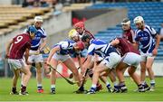 28 July 2013; Laois full back Ryan Mullaney, third from left, wins possession. Electric Ireland GAA Hurling All-Ireland Minor Championship, Quarter-Final, Galway v Laois, Semple Stadium, Thurles, Co. Tipperary. Picture credit: Ray McManus / SPORTSFILE