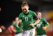30 November 2021; Katie McCabe of Republic of Ireland celebrates after scoring her side's seventh goal, from a penalty, during the FIFA Women's World Cup 2023 qualifying group A match between Republic of Ireland and Georgia at Tallaght Stadium in Dublin. Photo by Stephen McCarthy/Sportsfile