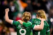 30 November 2021; Amber Barret, left, and Republic of Ireland team-mate Diane Caldwell celebrate after Barrett scored their tenth goal during the FIFA Women's World Cup 2023 qualifying group A match between Republic of Ireland and Georgia at Tallaght Stadium in Dublin. Photo by Stephen McCarthy/Sportsfile