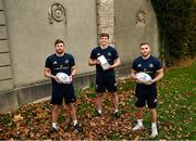 7 December 2021; McGreals Health, distributor of Novaerus NanoStrike™ technology in Ireland, has become the official clean air partner to Leinster Rugby for the protection of players and staff. The Irish-designed Novaerus air disinfection device use patented NanoStrike™, a technology that has been independently proven to inactivate all airborne viruses and bacteria including 99.997% of Sars-CoV-2, the virus that causes COVID-19. Leinster Rugby aims to reach the highest standard of excellence both on and off the pitch, and the partnership with Novaerus by McGreal’s Health will offer an additional safeguard to the strict safety measures already in place in and around Leinster Rugby facilities, not only protecting them from Covid-19 but also from additional viruses that could impact player performance. The partnership between Leinster Rugby and Novaerus by McGreals Health is a landmark and first of its kind in the rugby world. In attendance at the launch are Leinster Rugby players Ross Byrne, Ryan Baird and Jordan Larmour. Photo by Harry Murphy/Sportsfile