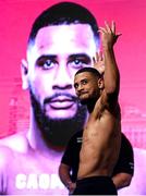 10 December 2021; Caoimhin Agyarko during the weigh ins ahead of his vacant WBA International Middleweight Title bout against Noe Larios Jr at The Black-E in Liverpool, England. Photo by Stephen McCarthy/Sportsfile