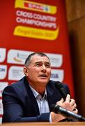 11 December 2021; Dobromir Karamarinov, European Athletics President, speaking during a press conference ahead of the SPAR European Cross Country Championships Fingal-Dublin 2021 at the Sport Ireland Campus in Dublin. Photo by Sam Barnes/Sportsfile
