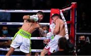 11 December 2021; Joe Cordina, left, and Miko Khatchatryan during their vacant WBA Continental Super-Featherweight Title bout at M&S Bank Arena in Liverpool, England. Photo by Stephen McCarthy/Sportsfile