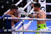 11 December 2021; Joe Cordina, right, and Miko Khatchatryan during their vacant WBA Continental Super-Featherweight Title bout at M&S Bank Arena in Liverpool, England. Photo by Stephen McCarthy/Sportsfile