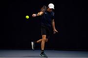 3 January 2022; Christian Doherty during his Boys U16 Singles Final match against Reese McCann during the Shared Access National Indoor Tennis Championships 2022 at David Lloyd Riverview in Dublin. Photo by Sam Barnes/Sportsfile