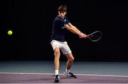 3 January 2022; Reese McCann during the Boys U16 Singles Final match against Christian Doherty during the Shared Access National Indoor Tennis Championships 2022 at David Lloyd Riverview in Dublin. Photo by Sam Barnes/Sportsfile