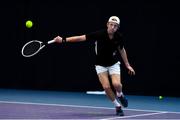 3 January 2022; Simon Janzen during his Boys U18 Singles Final match against Daniel Borisov during the Shared Access National Indoor Tennis Championships 2022 at David Lloyd Riverview in Dublin. Photo by Sam Barnes/Sportsfile