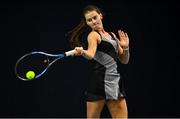 3 January 2022; Rachel Deegan during her Girls U16 Singles Final match against Isabel India Singh during the Shared Access National Indoor Tennis Championships 2022 at David Lloyd Riverview in Dublin. Photo by Sam Barnes/Sportsfile