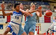 8 January 2022; Jazmine Walker of WIT Waterford Wildcats in action against Rachel Huijsdens and Hannah Thornton of DCU Mercy during the InsureMyHouse.ie Paudie O’Connor Cup semi-final match between DCU Mercy and WIT Wildcats Waterford at Neptune Stadium in Cork. Photo by Brendan Moran/Sportsfile