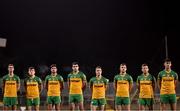 7 January 2022; Donegal players, from left, Caolan Ward, Shane O'Donnell, Brendan McCole, Caolan McGonigle, Eamon Doherty, Tony McCleanaghan, Eoghan Ban Gallagher and Ciaran Thompson before the Dr McKenna Cup Round 1 match between Donegal and Down at Pairc MacCumhaill in Ballybofey, Donegal. Photo by Ramsey Cardy/Sportsfile