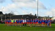 16 January 2022; St Peter's Dunboyne players observe a minute's in memory of the late Ashling Murphy before the 2021 currentaccount.ie All-Ireland Ladies Senior Club Football Championship semi-final match between Mourneabbey and St Peter's Dunboyne at Clyda Rovers GAA, in Cork. Photo by Seb Daly/Sportsfile