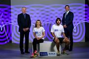 25 January 2022; In attendance at the announcement of Irish Life’s new sponsorship of the Dublin Marathon and Race Series, are, from left, Jim Aughney, Race Director of the Irish Life Dublin Marathon, Olympians Lizzie Lee and Mick Clohisey; and Declan Bolger, Chief Executive Officer, Irish Life. This sponsorship of the Dublin Marathon marks a major stride for Irish Life in strongly reinforcing the business’ core value of helping people and live healtheir lives and build better futures. Photo by Ramsey Cardy/Sportsfile