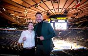 2 February 2022; Katie Taylor and promoter Eddie Hearn during a press tour ahead of her WBA, WBC, IBF, WBO, and The Ring lightweight title bout against Amanda Serrano at Chase Square in Madison Square Garden, New York, USA. Photo by Michelle Farsi / Matchroom Boxing via Sportsfile