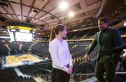 2 February 2022; Katie Taylor and promoter Eddie Hearn during a press tour ahead of her WBA, WBC, IBF, WBO, and The Ring lightweight title bout against Amanda Serrano at Chase Square in Madison Square Garden, New York, USA. Photo by Michelle Farsi / Matchroom Boxing via Sportsfile