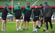 4 February 2022; Head coach Andy Farrell with players, from left, Dave Kilcoyne, Gavin Coombes, Craig Casey, Robbie Henshaw and defence coach Simon Easterby during the Ireland captain's run at Aviva Stadium in Dublin. Photo by Brendan Moran/Sportsfile