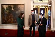 4 February 2022; Japanese Ambassador to Ireland Mitsuru Kitano, President of Paralympics Ireland Eimear Breathnach and CEO Miriam Malone during the Paralympics Ireland Tokyo 2020 Awards at Dublin Castle in Dublin. Photo by David Fitzgerald/Sportsfile