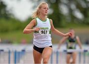 28 July 2013; Sarah Lavin, Emerald A.C. Co. Limerick, after winning the Women's 100m Hurdles at the Woodie’s DIY National Senior Track and Field Championships. Morton Stadium, Santry, Co. Dublin. Picture credit: Matt Browne / SPORTSFILE